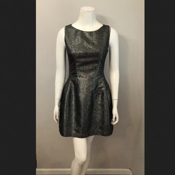 Bar III Metallic Fit and Flare Keyhole Back Mini Dress S - Picture 3 of 7